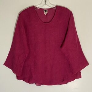 CTC Carol Turner Collection Top Womens Large Pink Linen Lagenlook Grannycore USA